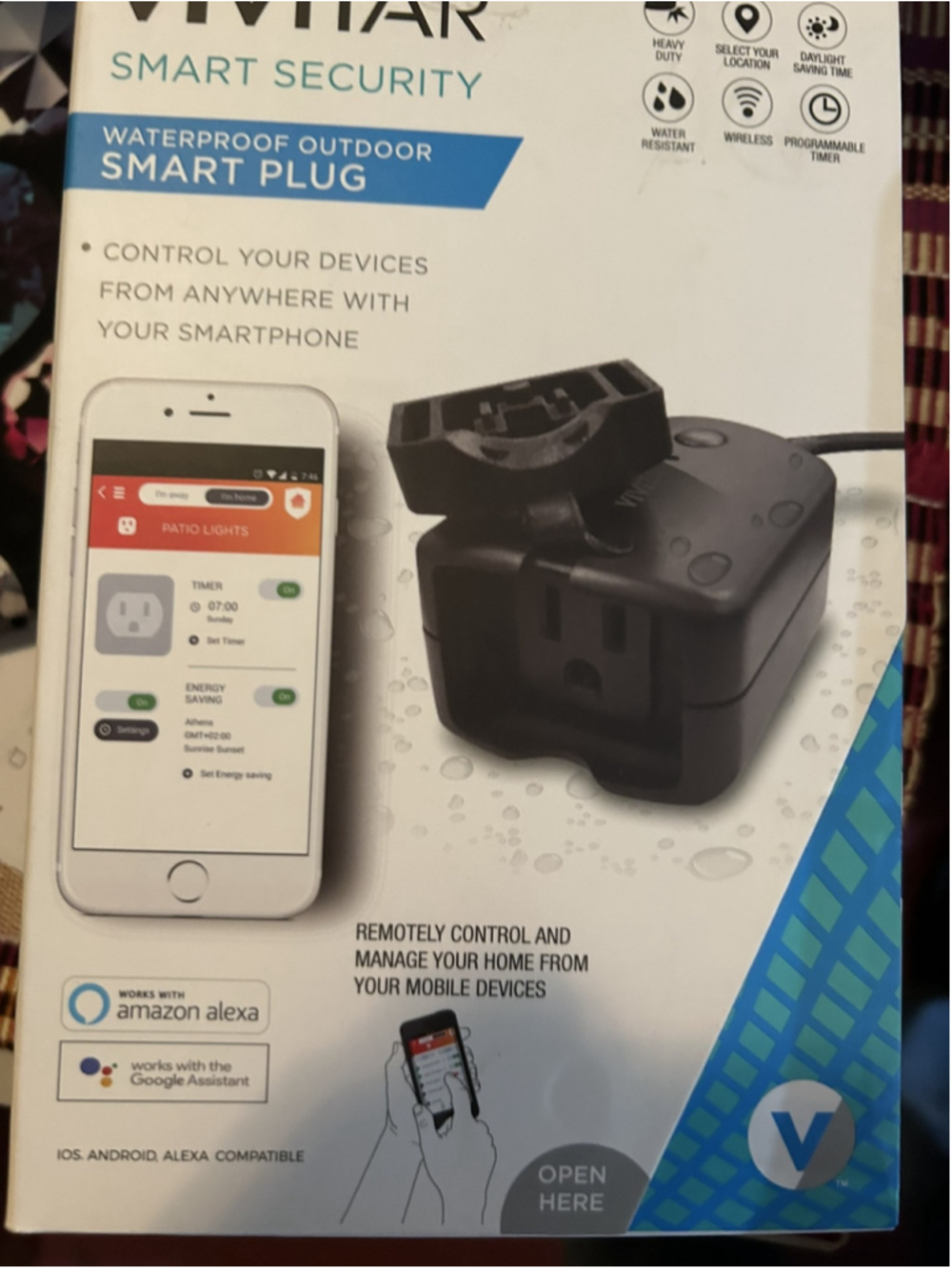 Vivitar Waterproof Outdoor Smart Plug Wireless, Heavy Duty, Programmable Timer